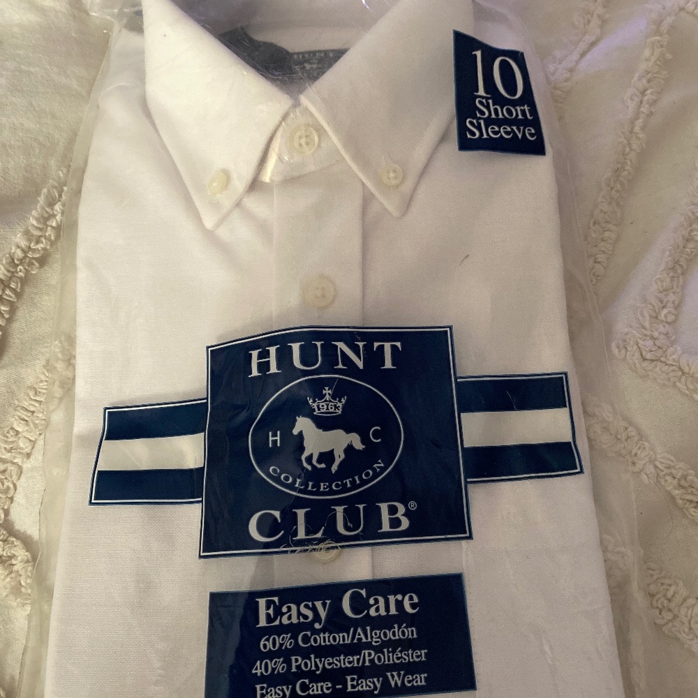Boys size 10 short sleeve white button down shirt